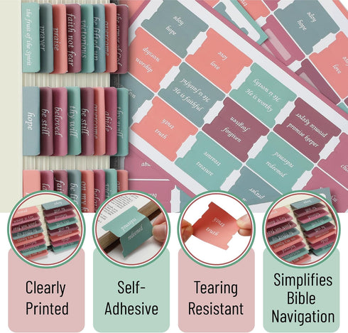 Mr. Pen 75 - Topical Laminated Bible Tabs, pcs, Spring Theme, Easy-to-Read & Apply, Tear Resistant Topic Tabs for Women