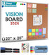 Besso Vision Board 2024: Dry Erase Cork Board Combo Set - 20" x 28" Magnetic White Board and Cork Bulletin Combination