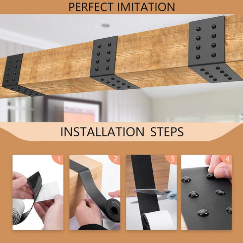 LFUTARI 5ft (2.36"Width) Faux Wood Beam StrapFlexible Beams Gap Hiding Strap, Wood Beams Metal Look StrapArchitectural