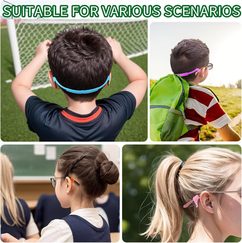 YGDZ Glasses Strap, 8 Pack Kids Eyeglasses String Holder, Silicone Elastic Sports Strap with Ear Grip Hooks, 8 Colors
