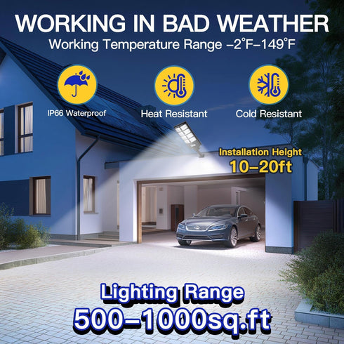 Waterproof Solar Lights Outdoor for Patio & Yard, Dusk to Dawn Motion Sensor Security Lighting, High Brightness