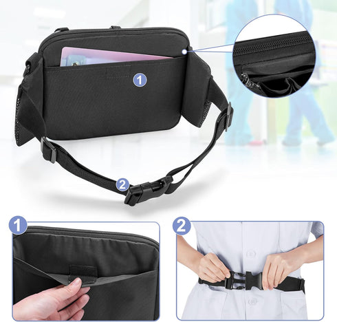 Pack Damero Nurse Fanny with Multi-Compartment, Nurse Tool Belt Utility Nurse Waist Bag with Medical Gear Pockets