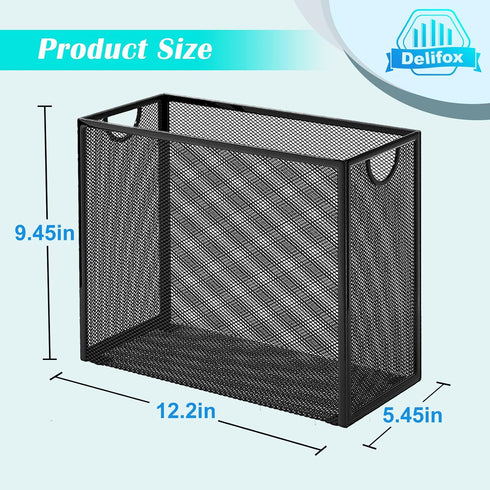 Hanging File Folder Organizer, Letter-Size File Folder Holder Storage Box, Desk Metal Mesh Big Desk File Folder Storage, No installation required(Black)
