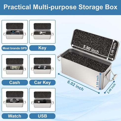 Upgraded Metal Magnetic Key Holder for Car, Waterproof Magnetic Key Box, Hide a Key Outside, Silver