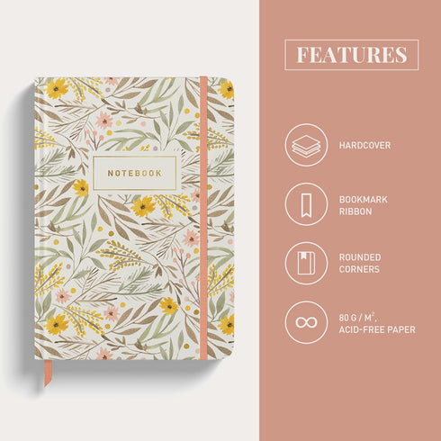 Rileys & Co Lined Journal Notebook for Work and School, Compact 8 x 6 Inches, 240 Pages, Hardcover Journal for