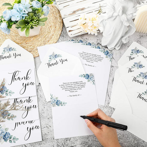 50 Set Fumete Funeral Thank You Cards with Envelopes and Stickers Thank You Sympathy Cards with Meaningful Message