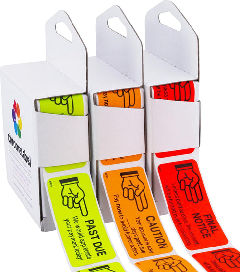 ChromaLabel 1 x 2.25 Inch Accounts Receivable Labels, 250 Labels per Dispenser Box