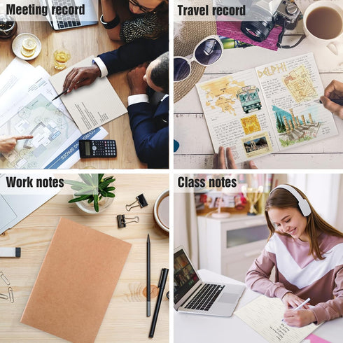 EOOUT 48 Pack A5 Lined Kraft Notebooks, 30 Sheets, 60 Pages, Travel Journals for School Office