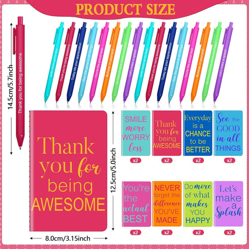 Funrous 32 Pcs Motivational Quote Pens Inspirational Notepads Mini Motivational Journal with Ballpoint Pen Small Notebooks Gift Set for Student Men Women, School Office Home Travel Gift (Stylish)