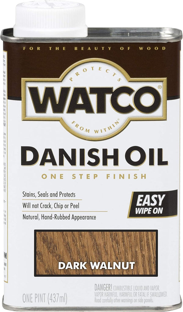 Watco 242221 Danish Oil Wood Finish, Low VOC, Pint, Dark Walnut
