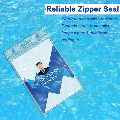 Will Well 6-Pack ID Badge Holders with Holes for Lanyards, Vertical Clear Plastic Sleeves Fit Up to 3 Cards