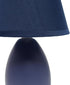 LT1197-BLU-2PK 9.45" 2-Pack Set, Simple Designs Chic and Sleek Oblong Mini Oval Ceramic Table Lamp for Living Room