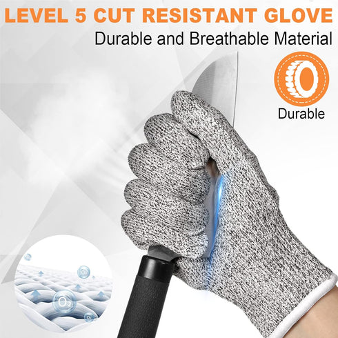 6 Pairs Cut Resistant Gloves, Level 5 Protection Anti Cut Gloves for Kitchen, Fish Slicing (X-Large)