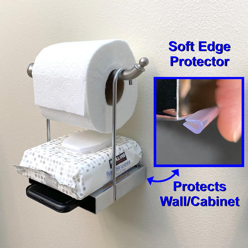 Toilet Paper Holder Shelf - Multi-Purpose Double Shelf for Bathroom