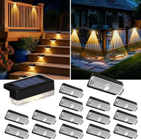 AUDERWIN Solar Deck Lights Outdoor 16 Packs, Solar Powered LED Step Lights