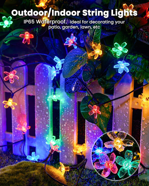 60 Brightown LED Flower Solar String Lights Outdoor Waterproof Fairy Lights for Garden Yard Fence Patio Christmas Tree