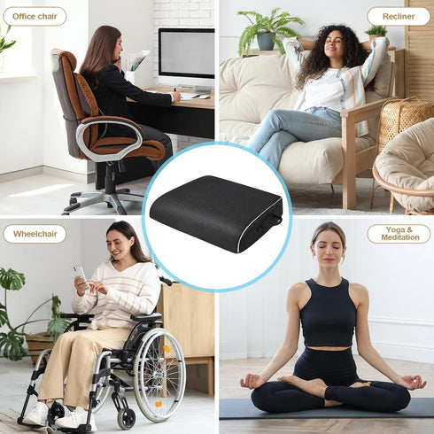 Tailbone 3.3"-Black Seat Cushion for Pain Relief, Office Chair Cushion, Memory Foam Large Chair Cushion with Non-Slip