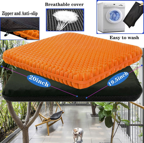 Wiesumirt Tailbone Plus Size Gel Seat Cushion for Long Sitting, Extra Large and Thick, Seat Cushion for Back, Sciatica