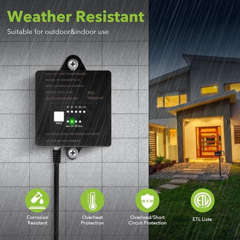 70W 120V 12V Low Voltage Landscape Transformer with Timer and Photocell, AC to DC,Waterproof Outdoor Landscape Lighting