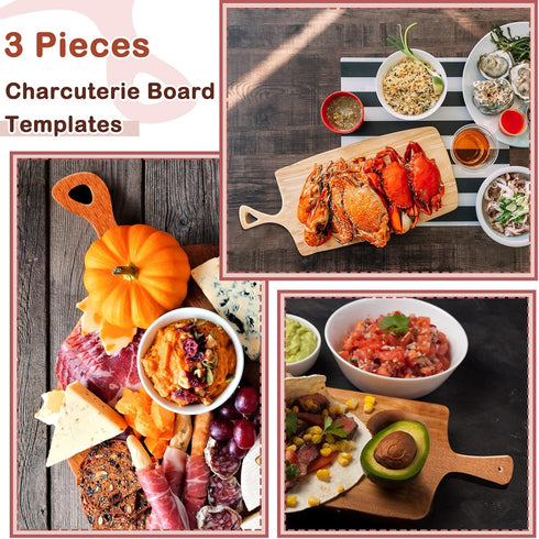 Maitys 3PCS Router Templates for Woodworking, Large Charcuterie Board Handle Template, Clear Acrylic Cutting Board