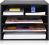 Desk Paper Organizer, Wood Storage for Office Paper Shelves, Adjustable Letter Tray File Sorter