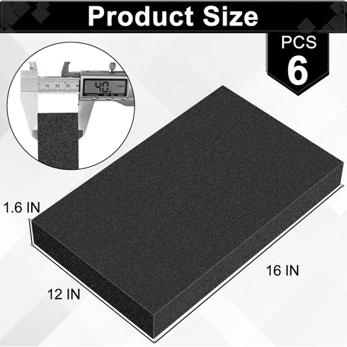ToLanbbt Polyurethane Foam Sheets, 6P 16 x 12 x 1.6 Inch Cuttable Tool Box Case Foam Inserts
