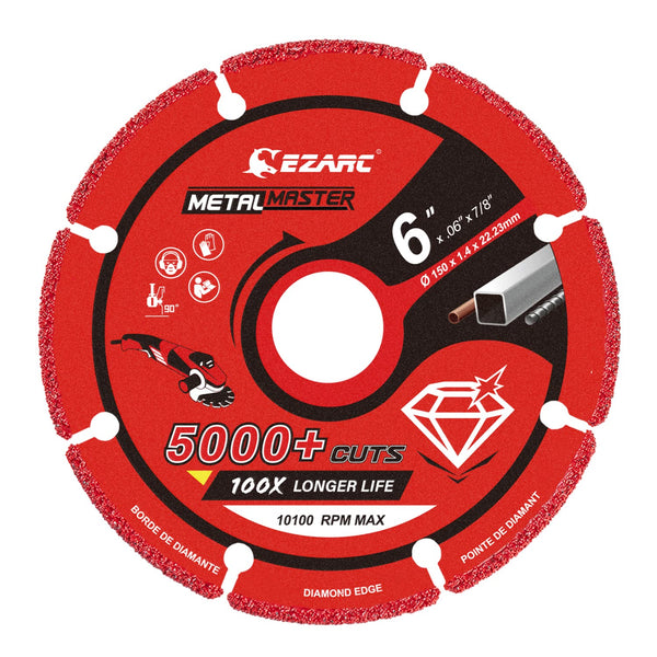 EZARC Diamond Cutting Wheel 6'' x 7/8 Inch for Metal, Cut Off Wheel for Rebar, Steel, Iron