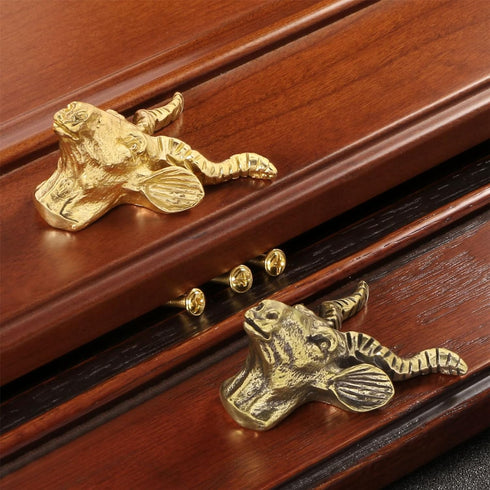 Zeizafa Unique Drawer Pulls Brass Dressers Knob Cupboard Handle Modern Furniture Handle Goat Shape Bedside Cabinet Pull