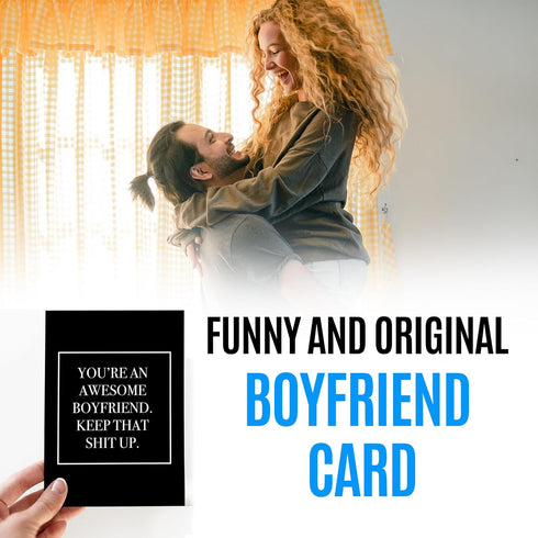 Funny Card for Boyfriend with Envelope | Unique Anniversary, Birthday, Christmas, Valentine's Day Card for Him