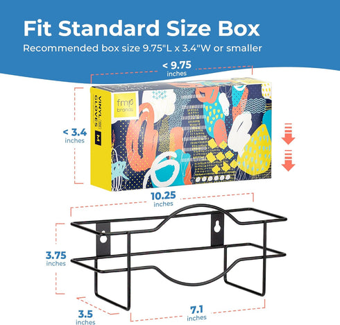 FMP Brands Wall Mount Single Glove Holder, Wire Rack Disposable Napkin Gloves Box Holder, Durable Metal