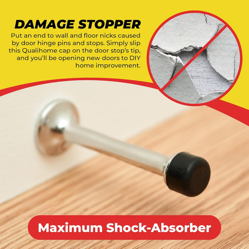 Premium Rubber Door Stop Stud Replacement Tips, Universal Size Doorstopper Bumpers for Wall & Floor Protection