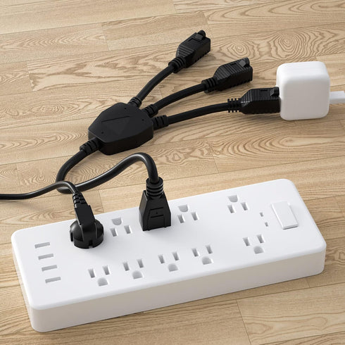 1 3 1.5FT 3 Light,16/3 SJT,Black,1pack oviitech to Power Cord Splitter Cable, Indoor Prong Power Strip for Halloween