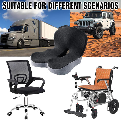 Herdusa Tailbone Memory Foam Seat Cushion for Truck Drivers Car Seat & Office Chairs Ergonomic Chair Cushion for Back