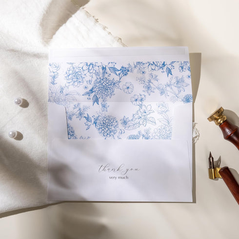 50 Pack Set Crisky Beyond Grateful Thank You Cards with Envelopes Bulk, Blue Floral Thank You Notes with Envelopes