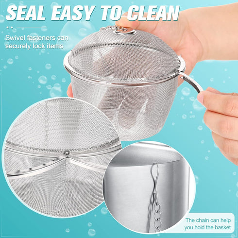 Ultrasonic Cleaner Baskets, Stainless Steel Parts Cleaner Jewelry Steam Cleaner Basket with Lock and Hook (3 Pieces)