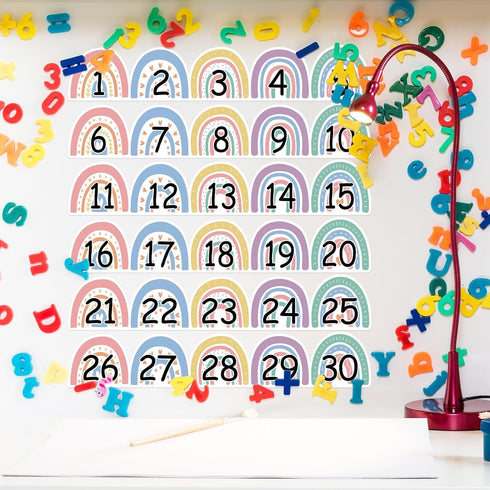 Number Line for Classroom Wall, Macaron Rainbow Bulletin Board for Students, Home School Decor