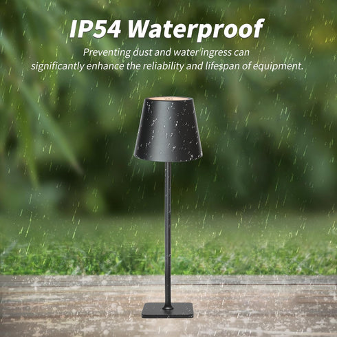 Mr. White Outdoor Waterproof Cordless Wireless Rechargeable Portable Top Touch Battery Operated Powered LED Table Lamp