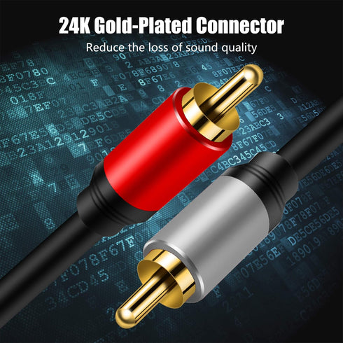 2RCA 2RCA 15Ft, 2 2 (15Ft/5M) Tan QY to Cable Gold-Plated RCA Male to RCA Male Stereo Audio Cable for Home Theater