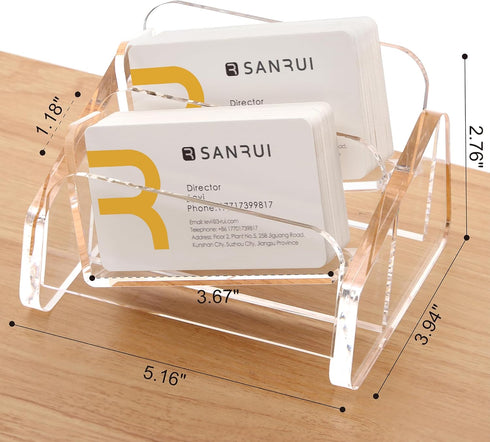SANRUI Acrylic Business Card Holder for Desk, Desktop Clear Business Card Display Stand , Business Name Card Organizer for Women and Men (Horizontal, 2-Slot, 120 Card Capacity)