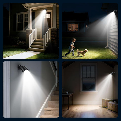 Mecanto 4000mAh 600 Battery Operated Motion Sensor Light Outdoor, Rechargeable Lumen Battery Powered Spotlight Outdoor