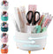 Pencil Holder for Desk, 5 Slots 360° Degree Rotating Organizer for Office, School, Home, Cute Pencil Cup, White