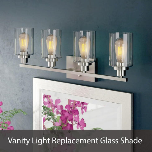 Aspen Creative 23529-63-2, Hammered 3-7/8" 6-1/8" 2 Pack Clear Glass Shade For Lighting Fixture/Vanity Light/Wall
