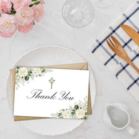 Ebned 30 Pack 4x6")- A01 Thank You Cards With Envelopes And Stickers - Watercolor Cross Flower Thank You Cards - Gift