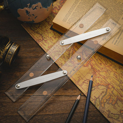 Saysurey Drawing(12 Inch) Parallel Ruler Marine Navigation Tool with Clear Scales Parallel Ruler with Brushed Aluminum