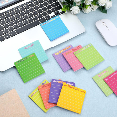 Yinder 24 Pcs Inspirational Sticky Notes / Cute Motivational Note Pad with Lines / 3 x 3'' for Coworkers and Office