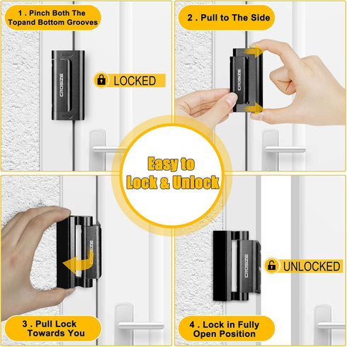 2 Pack, 3" 1000 lbs Home Security Door Locks Metal Door Reinforcement Locks, Withstands of Impact for Inward Swing