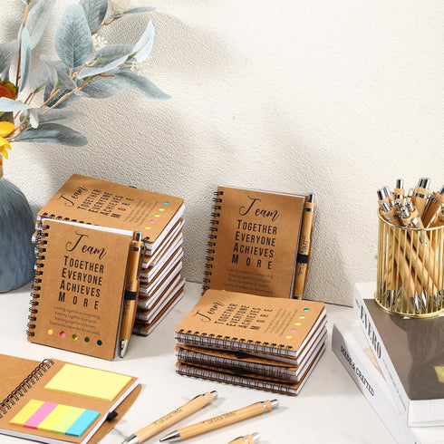 Jetec 12 Sets Team Appreciation Gifts, Inspirational Team Spiral Notebooks with Notes and Ballpoint Pens for Staff