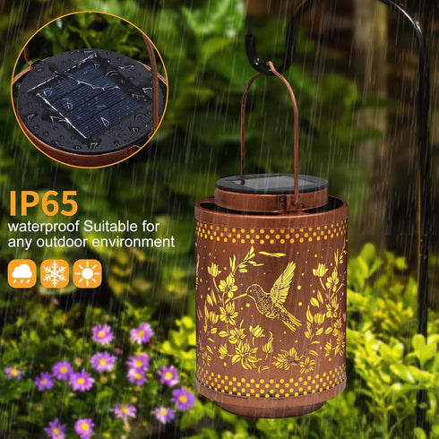 Hummingbird Solar Lanterns Garden Decor Birthday Gifts for Women Mon Grandma Metal Hanging Solar Lights Waterproof