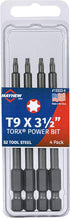 Mayhew Tools 19333-4 USA Torx Power Bit T9 x 3.5", 4-Pack for Power Tools