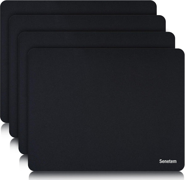 Senetem 4-Pack Mouse Pad, Ultra-Smooth Gaming Mousepad, Non-Slip Rubber Base, Washable Surface Fits